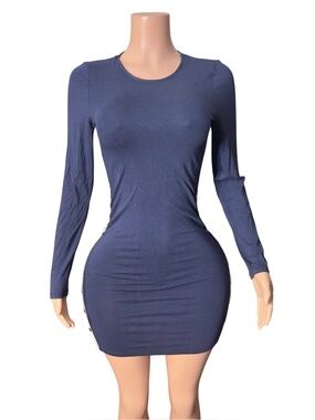 Long Sleeve Bodycon Mini Dress - Navy